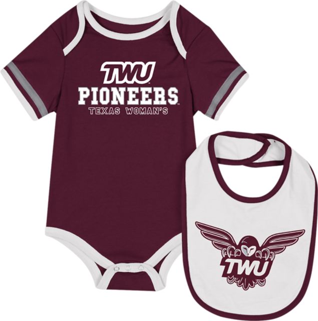 Texas Woman's University Infant's Pioneers Bodysuit Bib Set