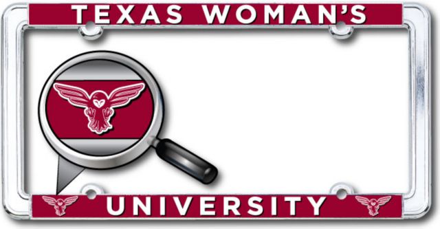 Texas Woman's University  Thin Dome License Plate Frame