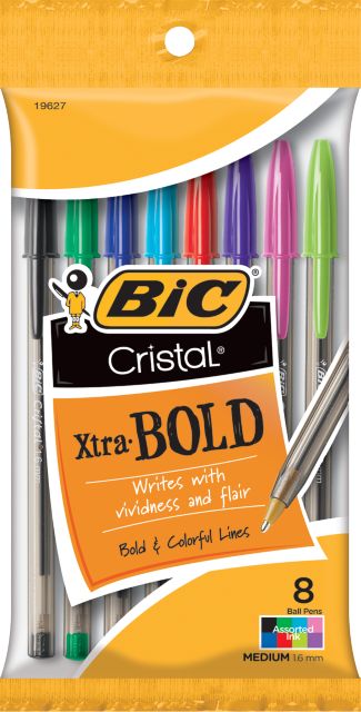PEN 8PK CRISTAL XTRA BOLD AST